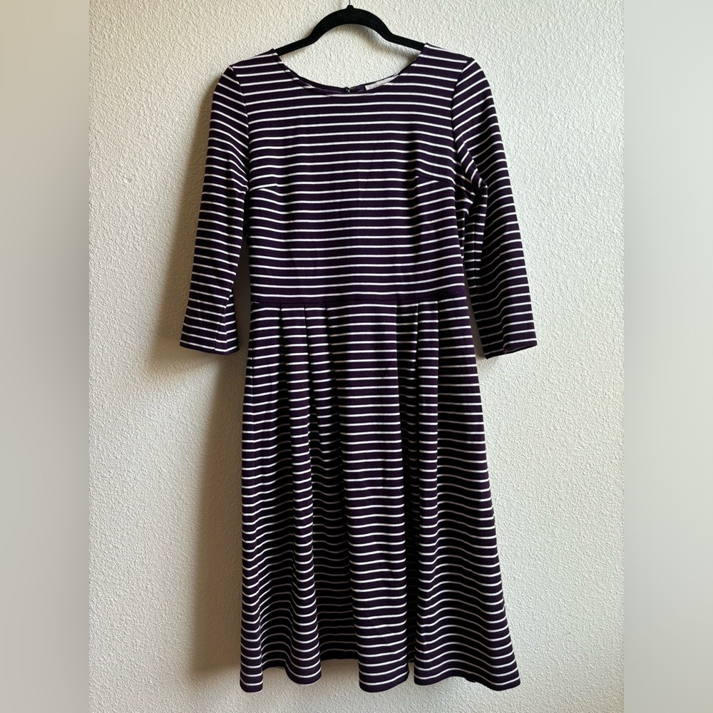 Cold water creek women’s purple and white striped cotton dress